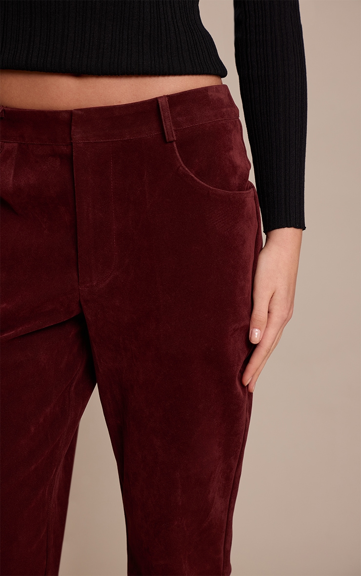 Wine Faux Suede Flared Pants image 4