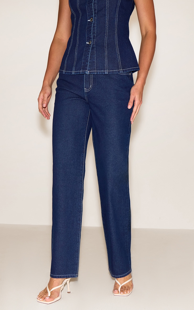 Tall Jean large indigo à taille mi-haute image 2