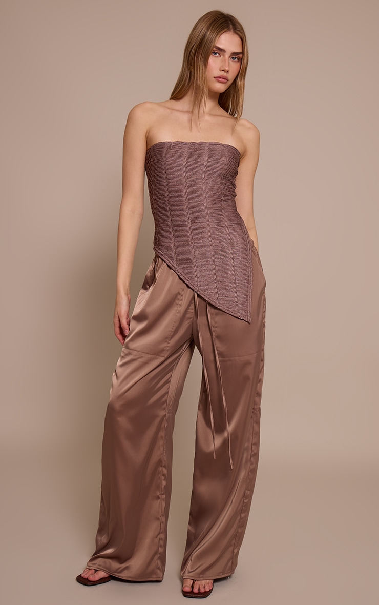 Mushroom Textured Asymmetric Hem Bandeau Top image 3