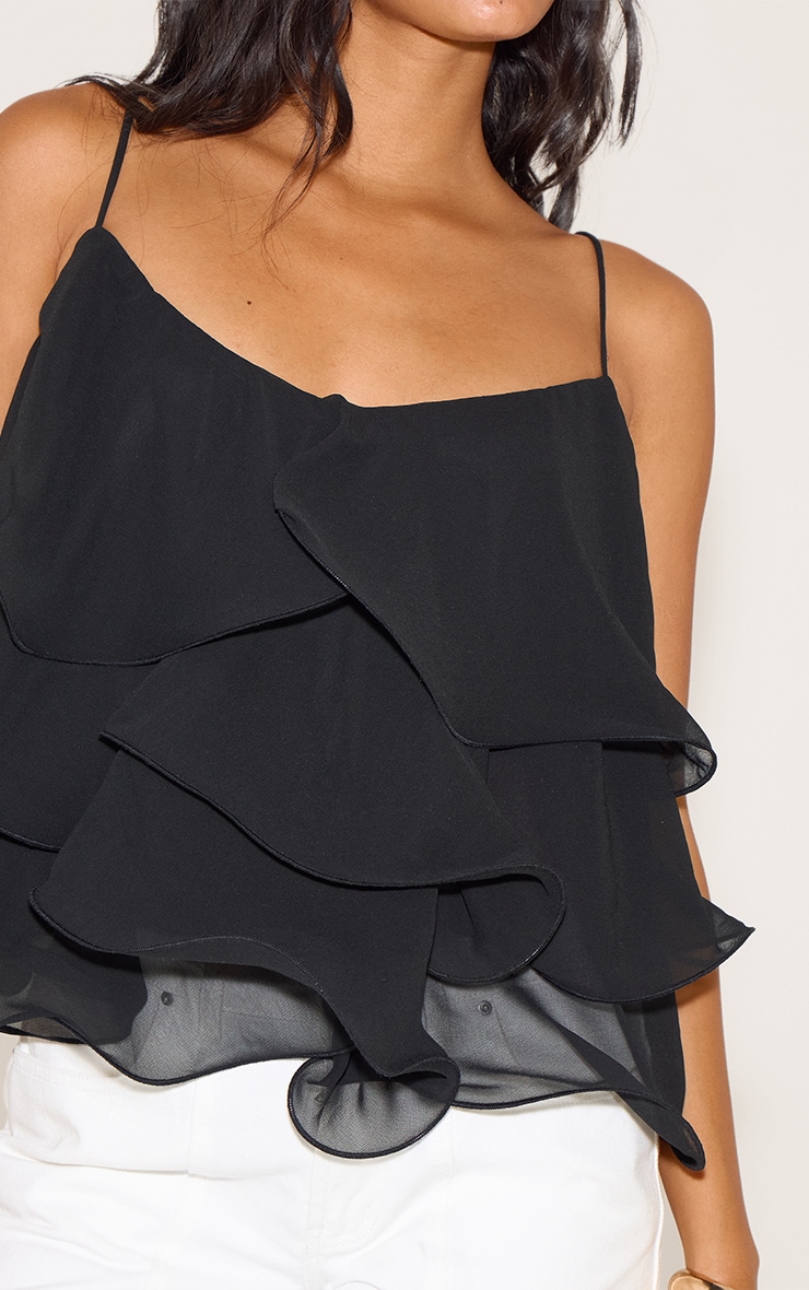 Black Chiffon Layered Puffball Top image 4