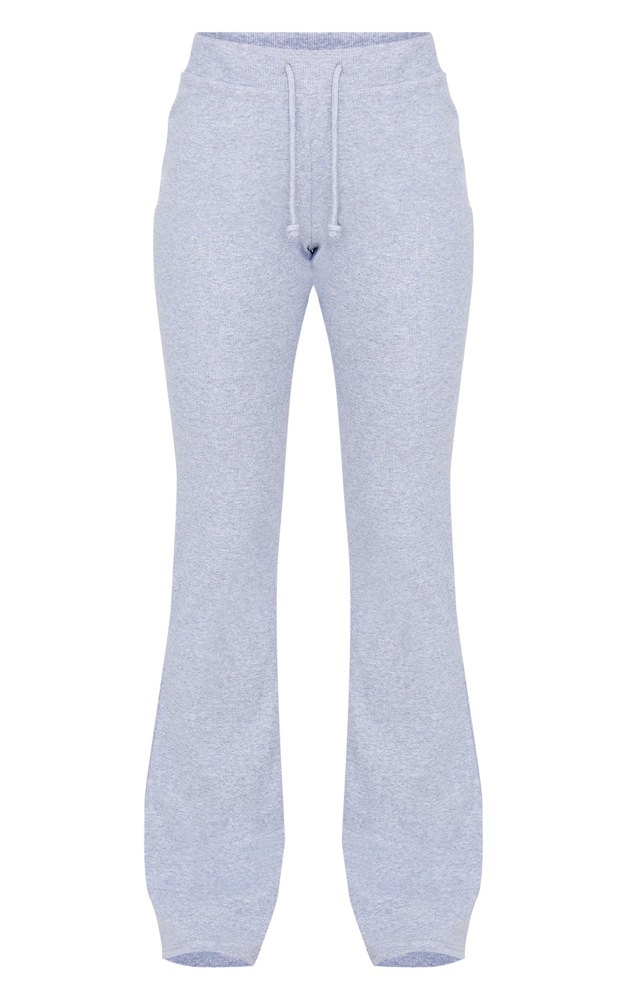 Tall Grey Marl Drawstring Rib Flare Pants image 5