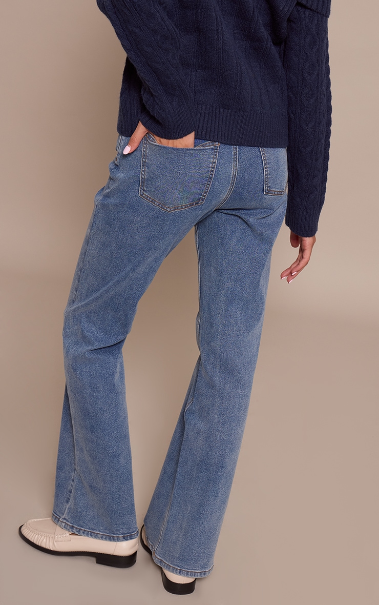 Mid Blue High Waisted Denim Bootcut Jeans image 3