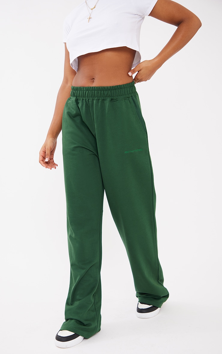 PLT Forest Green Embroidered Wide Leg Sweatpants image 2