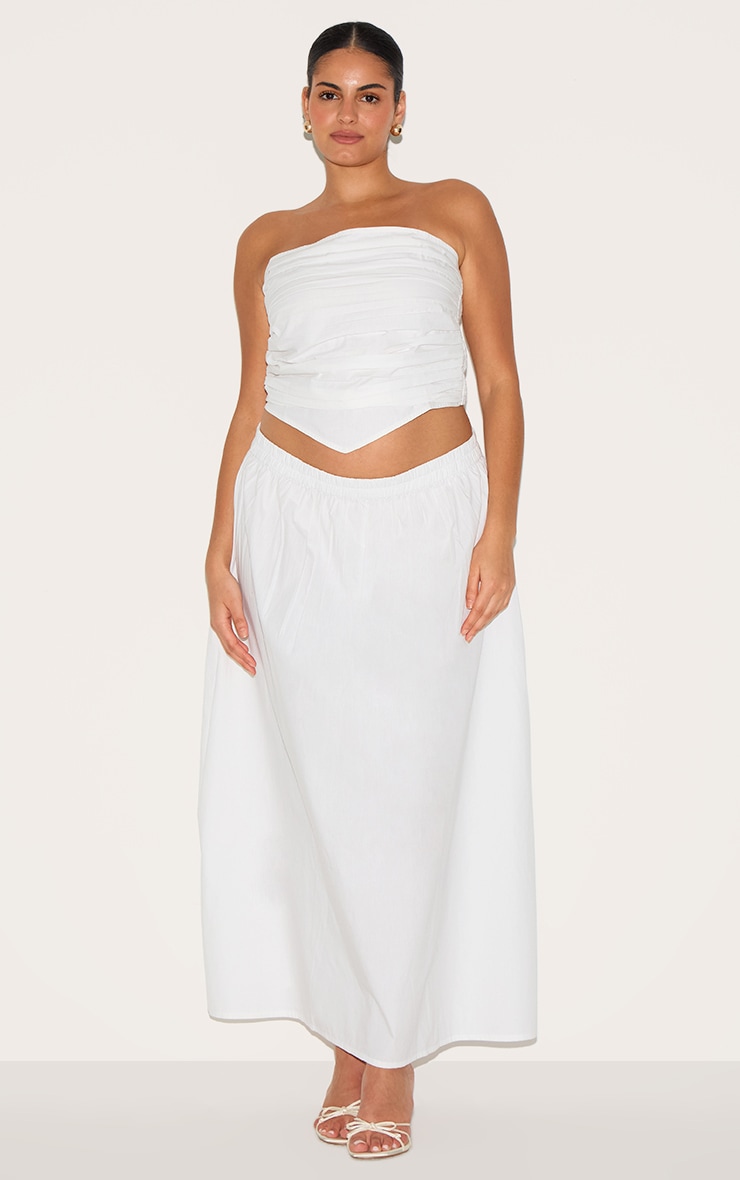 Top Bandeau en Popeline de Coton Blanc Grande Taille à Fronces Frontales image 3