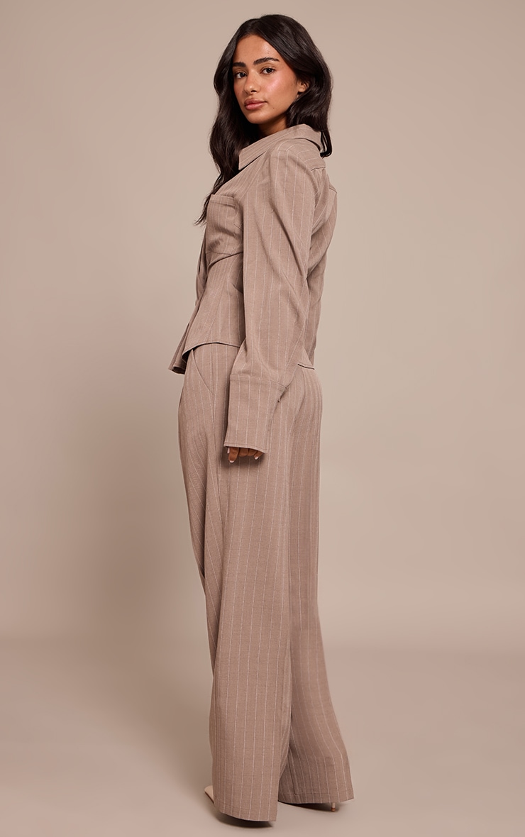 Petite Taupe Pinstripe Tailored Pant image 3