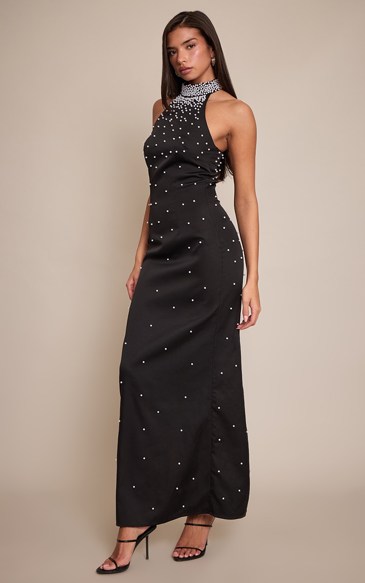 Black Pearl High Neck Sleeveless Maxi Dress image 3