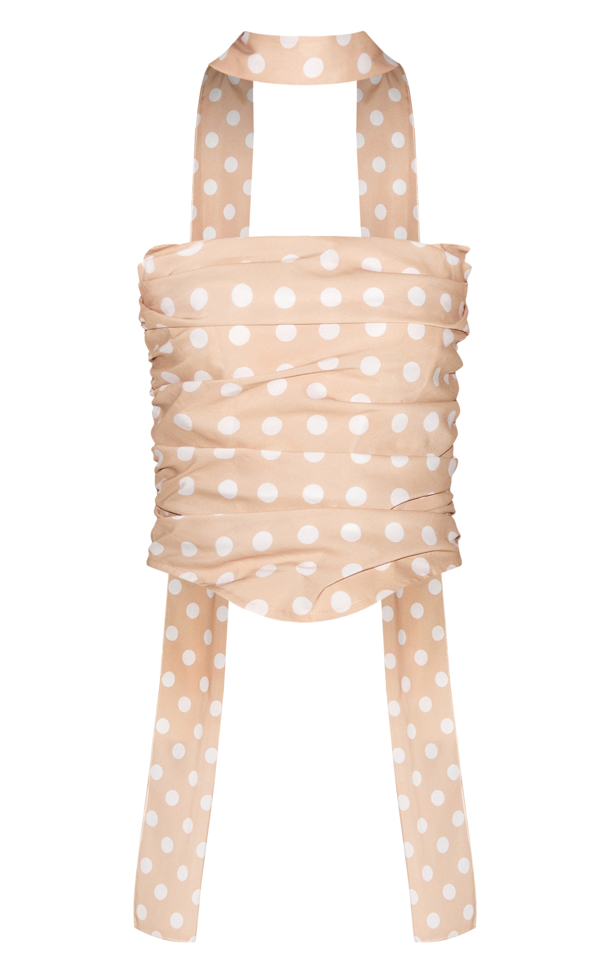 Sand Polka Dot Printed Scarf Detail Corset image 5