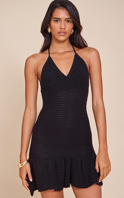 Black Crochet Mini Dress