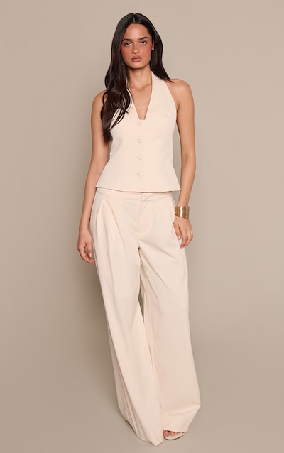 Almond Pleated Tailored Pants
