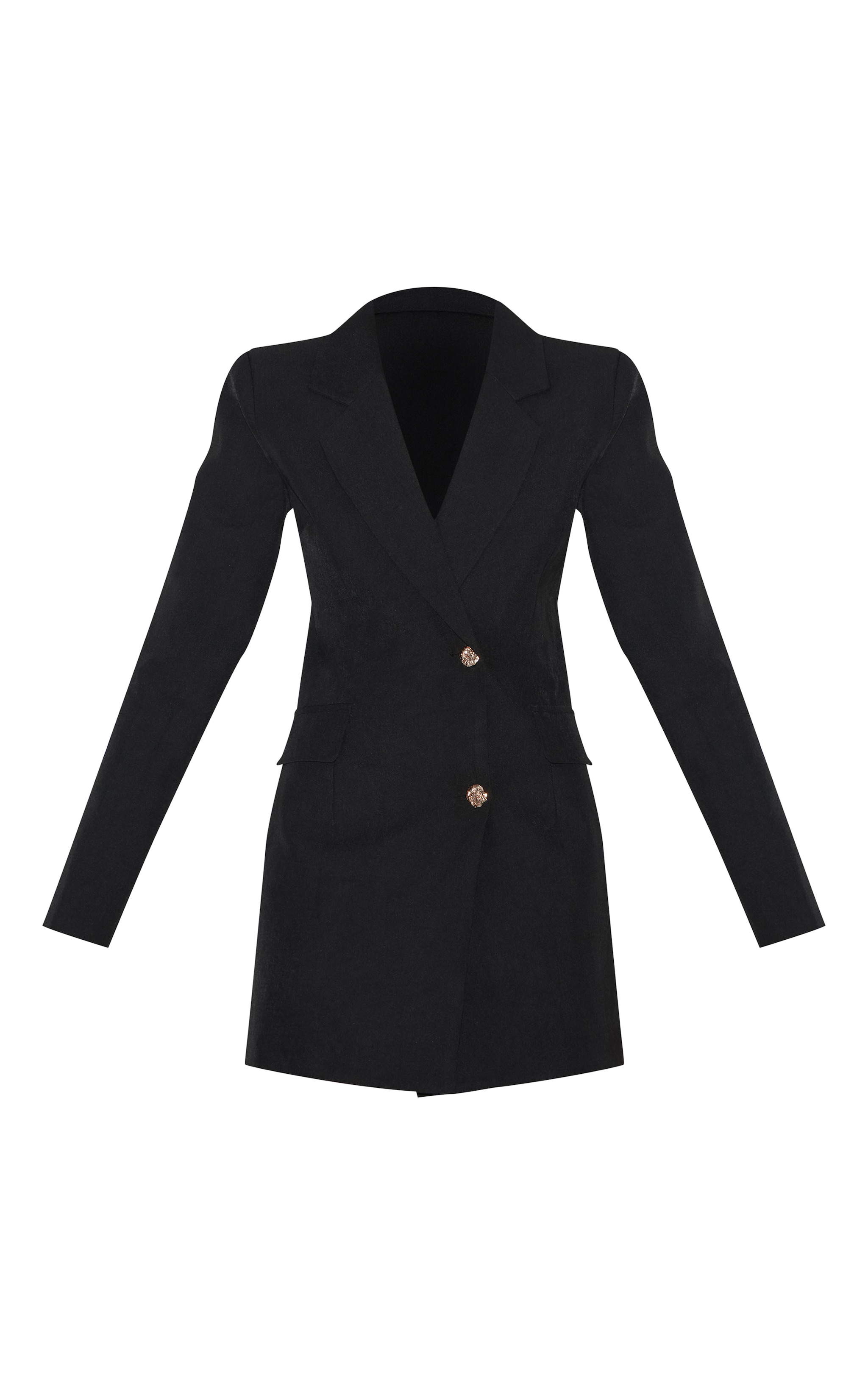 Robe Blazer Noire Cintrée à Boutons Dorés image 5