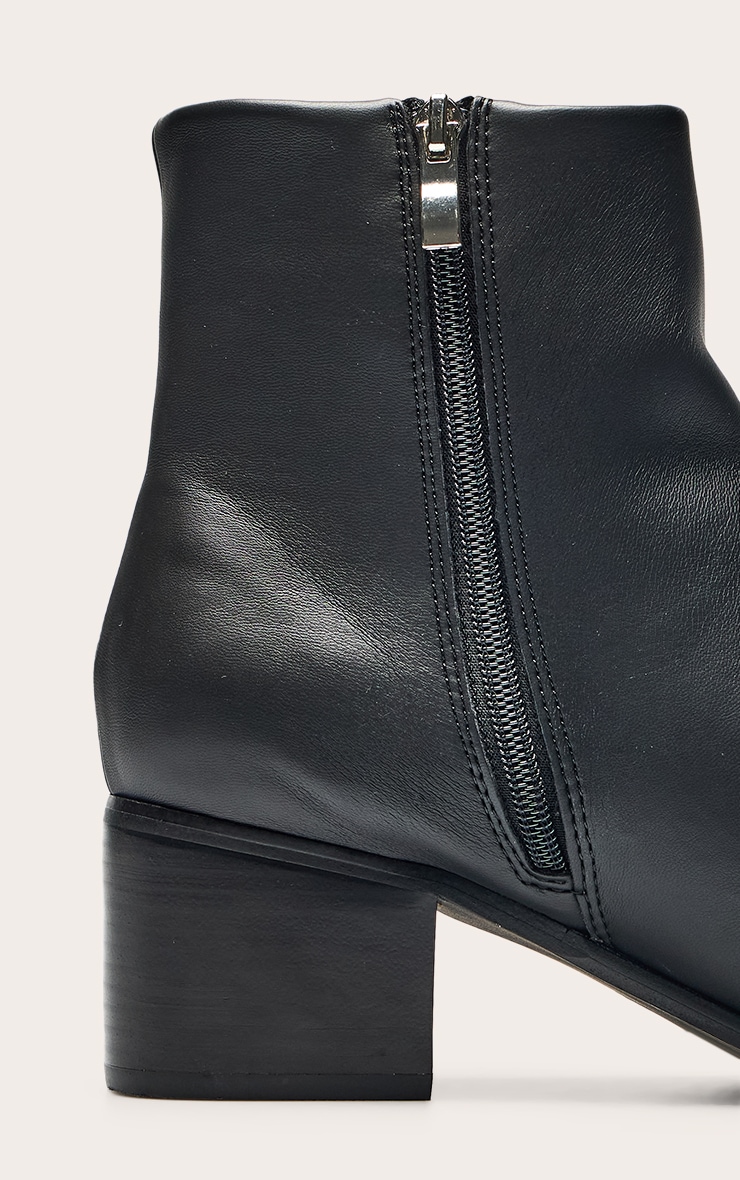 Black Pointed Toe Block Heel Ankle Boot image 5
