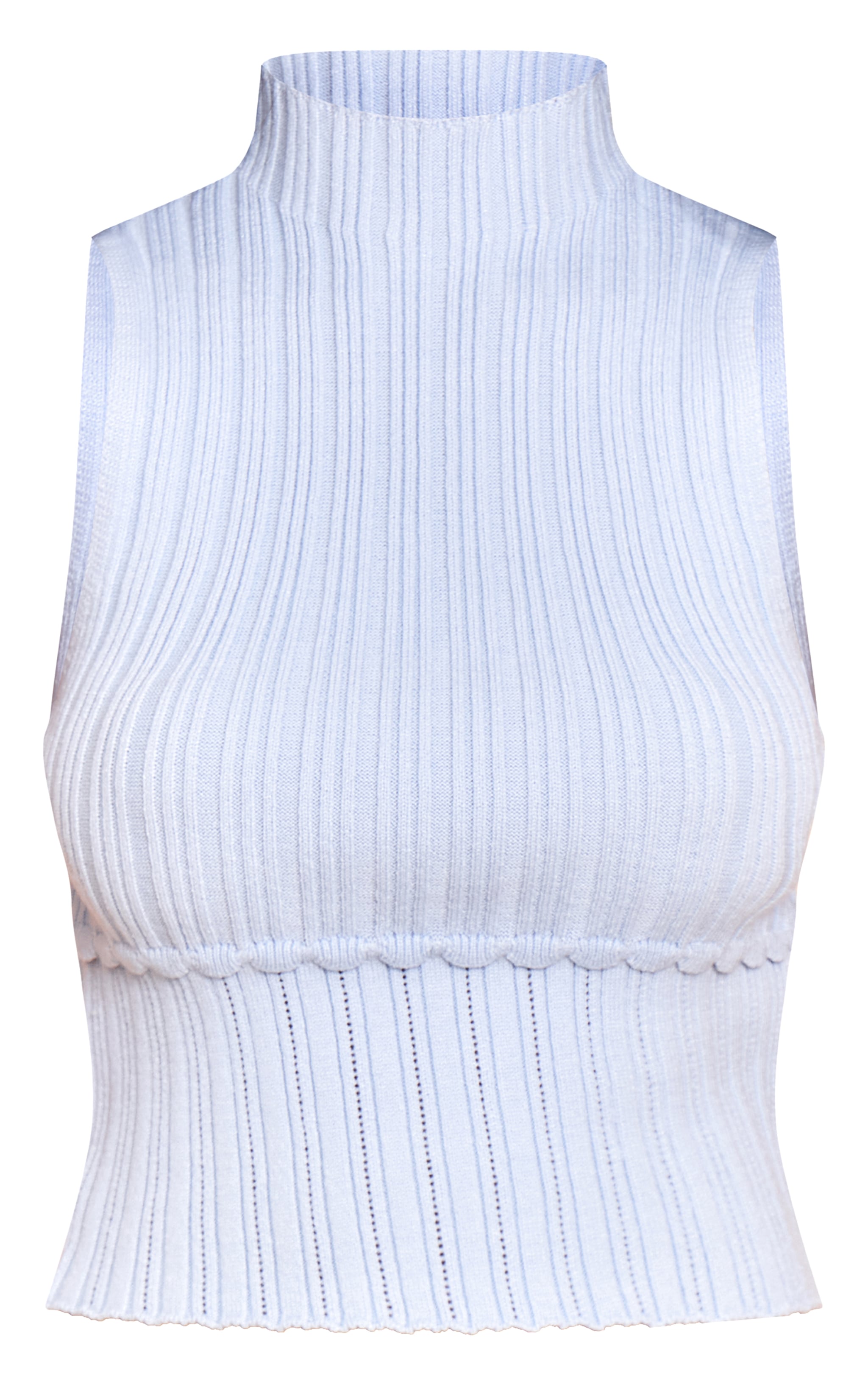 Petite Baby Blue Knitted Sleeveless Long Top image 5