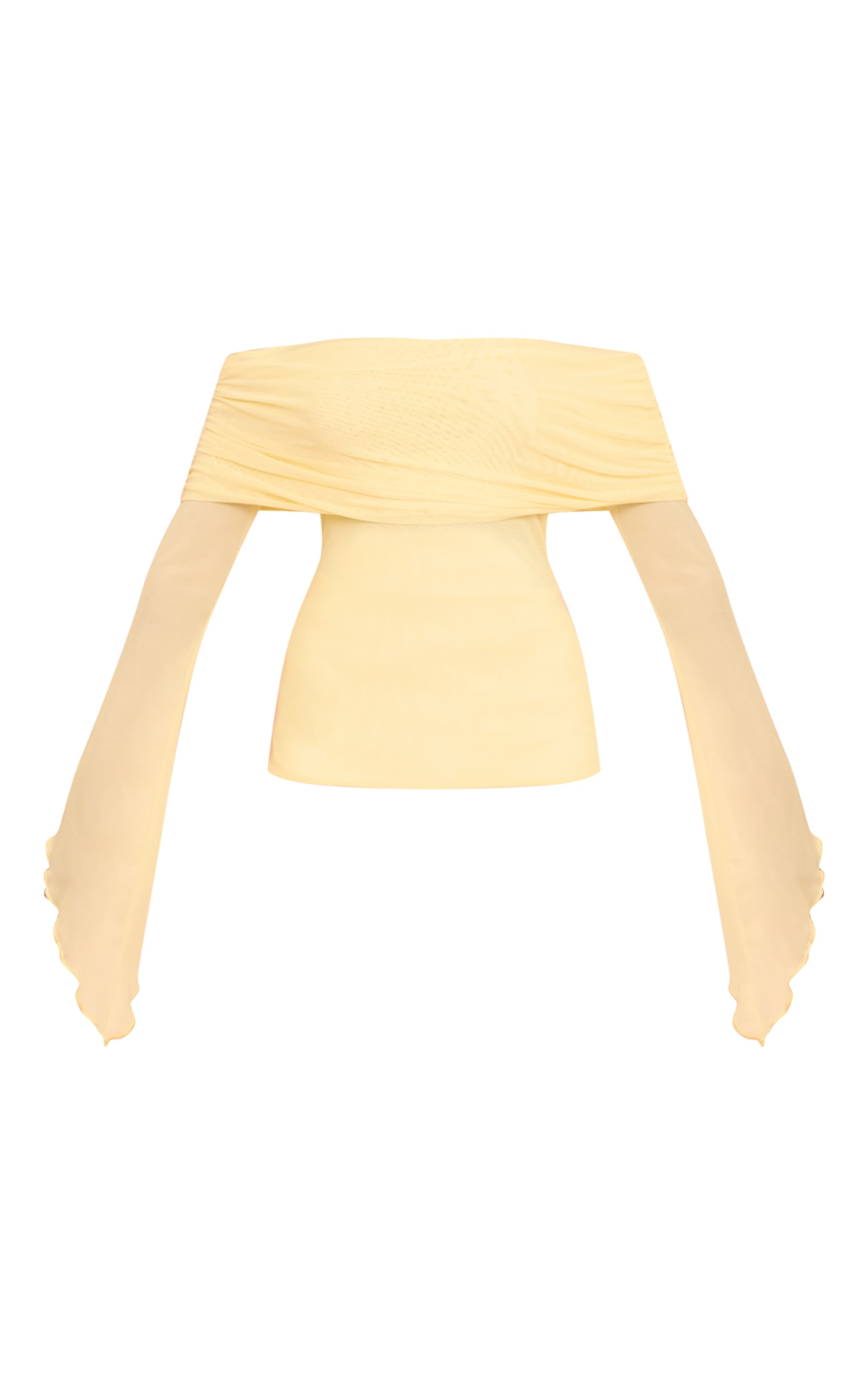 Lemon Mesh Fold Over Extreme Sleeve Detail Top image 5
