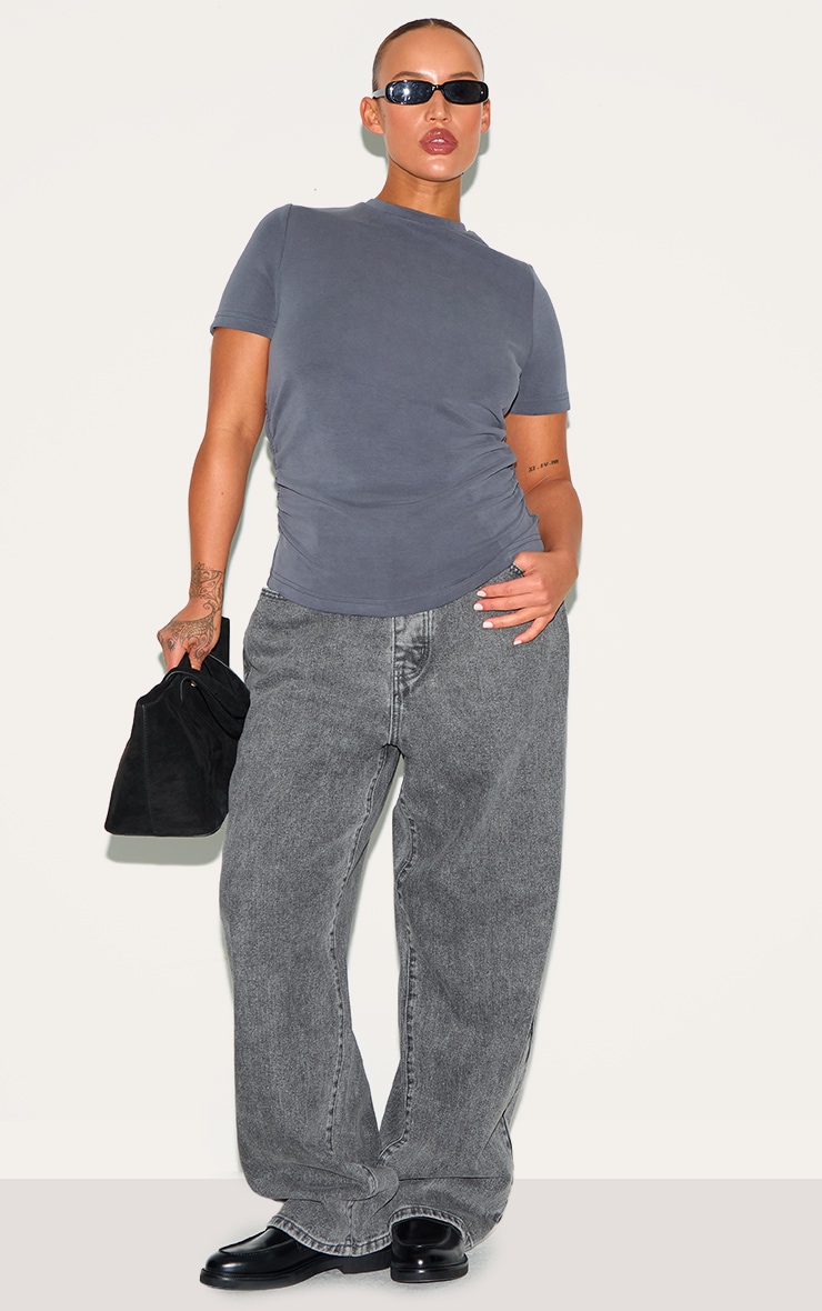 Plus Grey Modal Ruched Side Top image 3