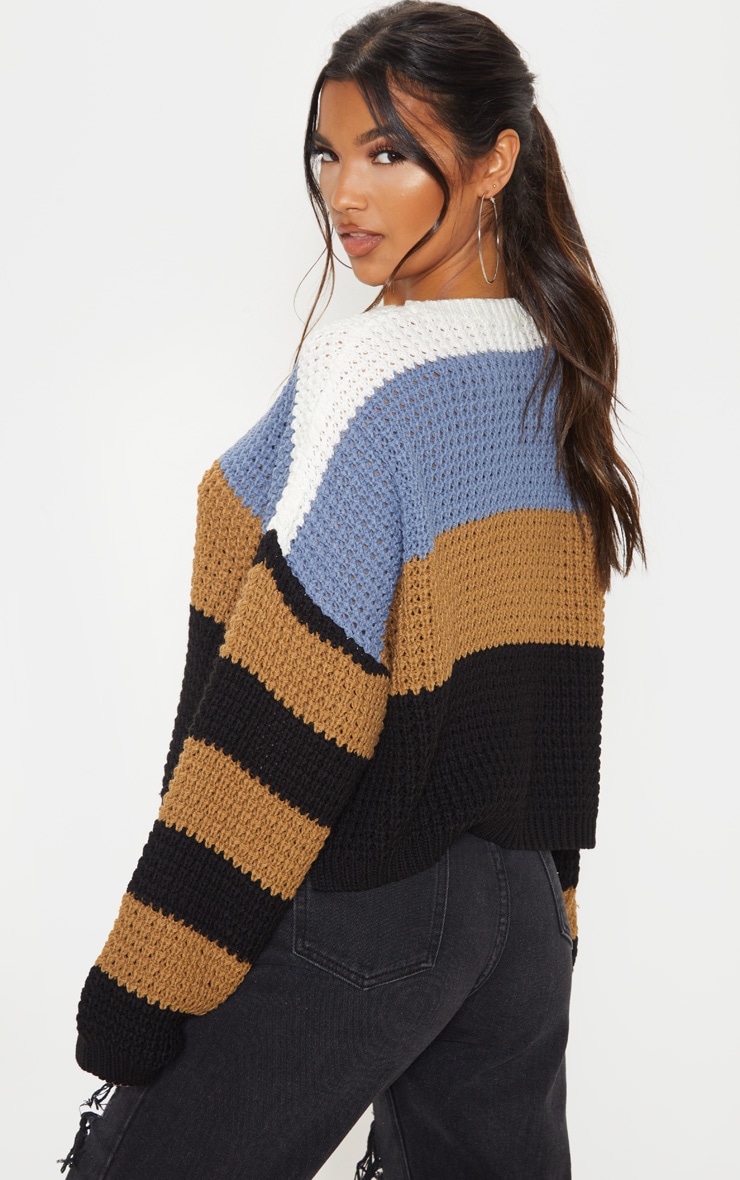 Multi Stripe Knitted Jumper Knitwear PrettyLittleThing