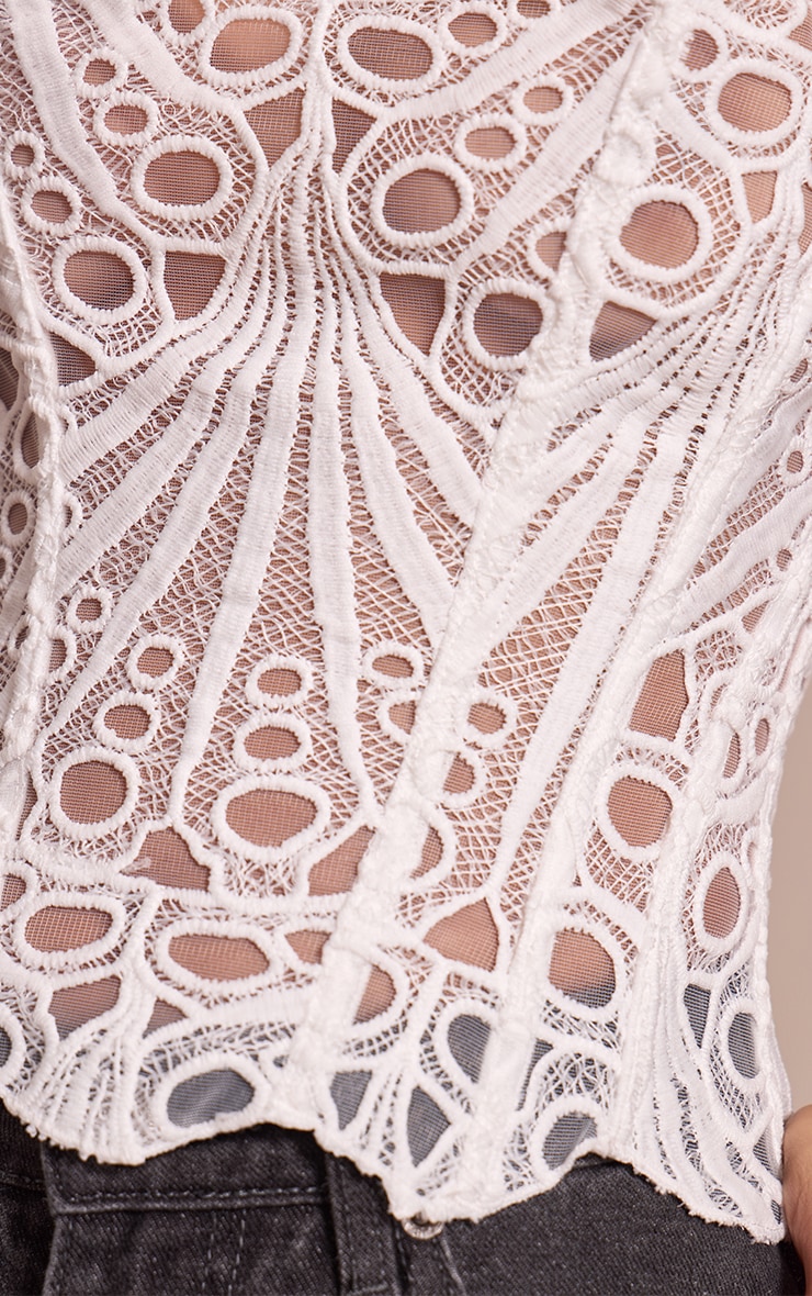 Petite White Textured Sheer Floral Lace Corset image 4