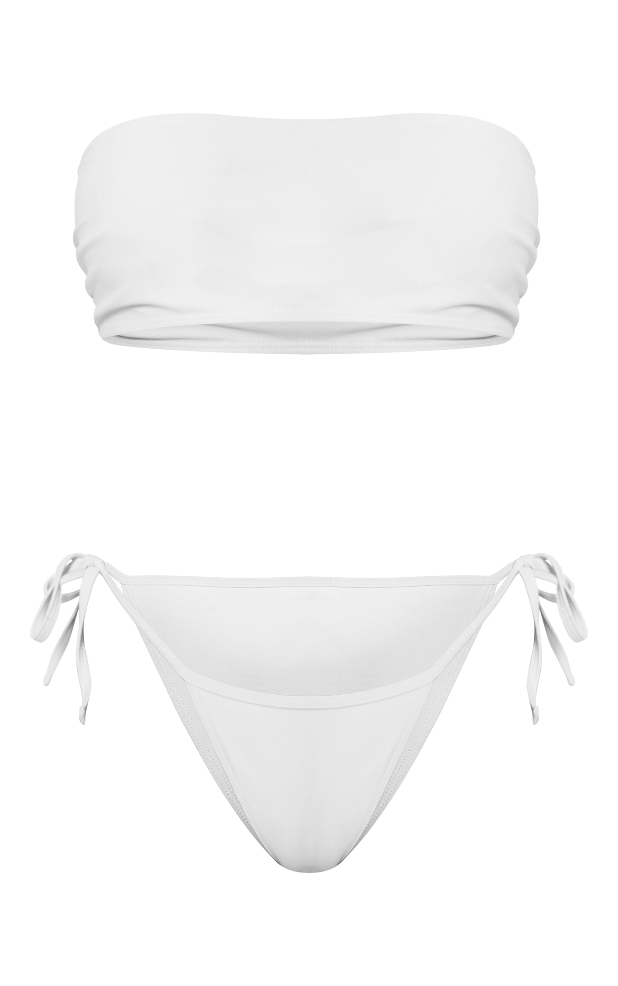 Ensemble de maillot de bain bandeau basique blanc à nouer sur les côtés image 5