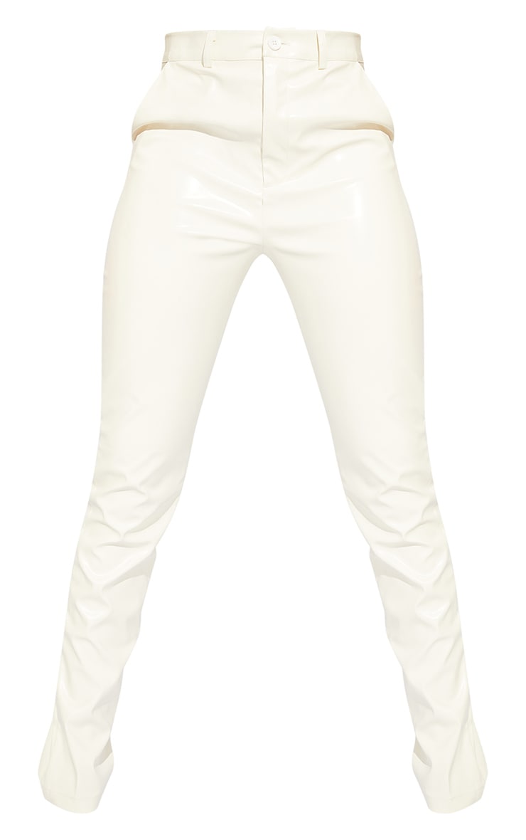 Tall White PU Trousers image 5