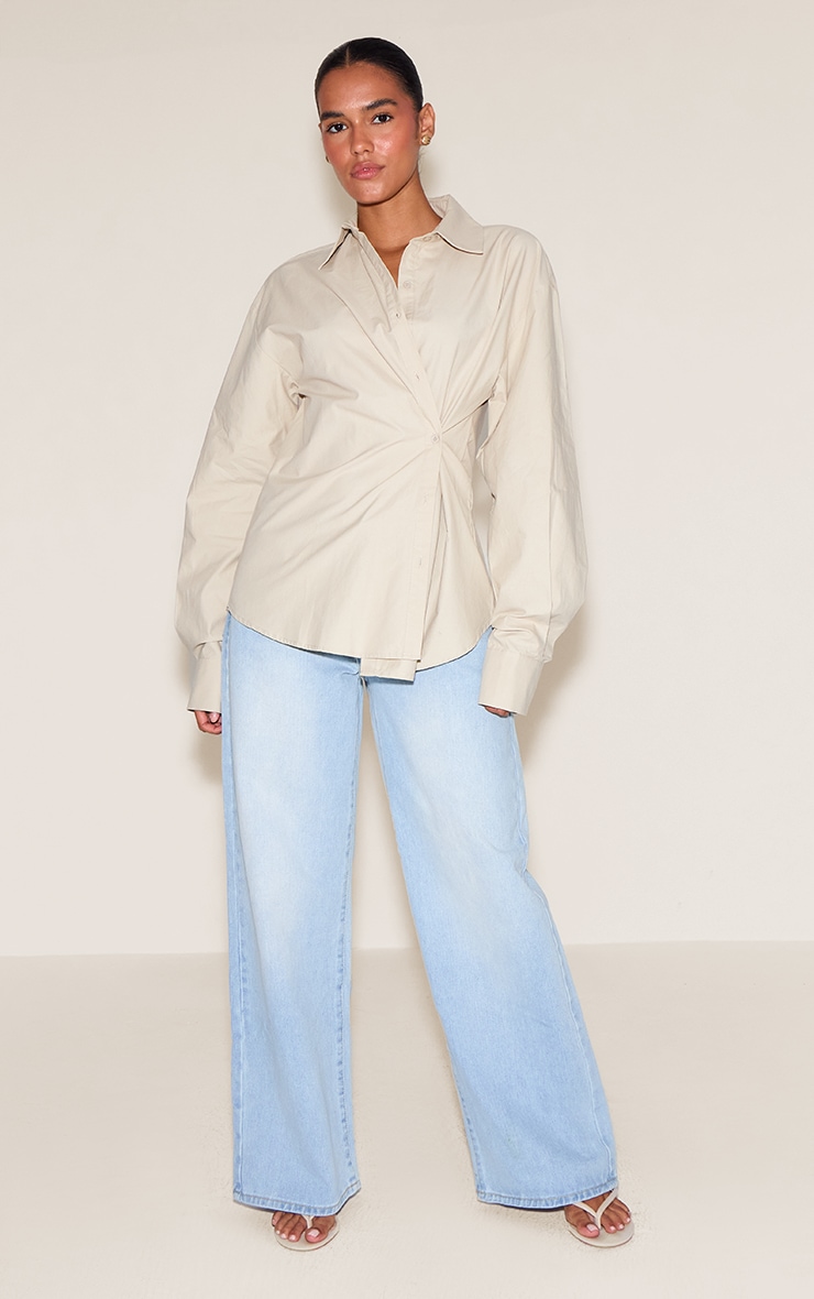Sand Cotton Multi Button Cinched Shirt image 3
