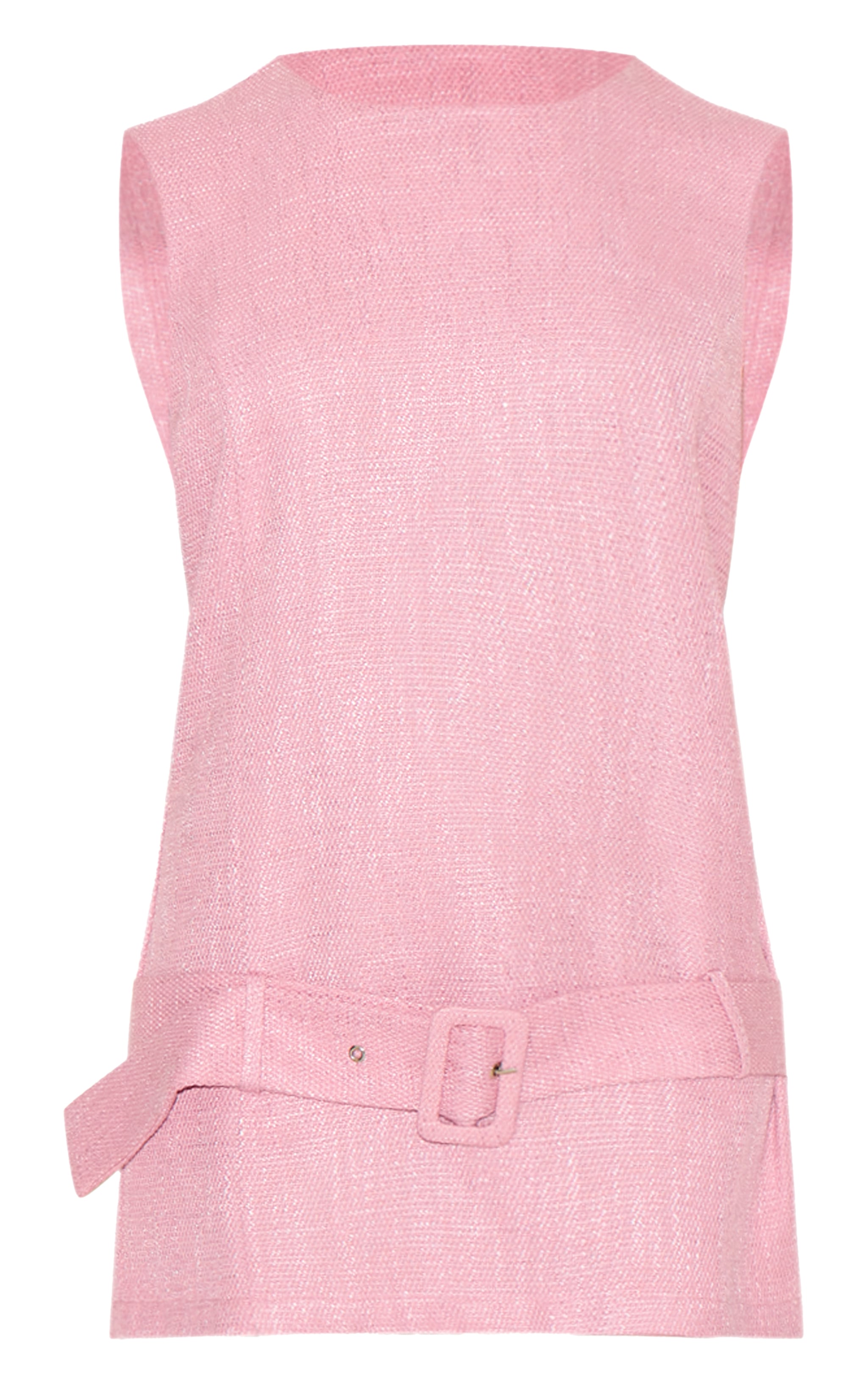 Petite Pale Rose Tweed Belted Shift Dress image 5