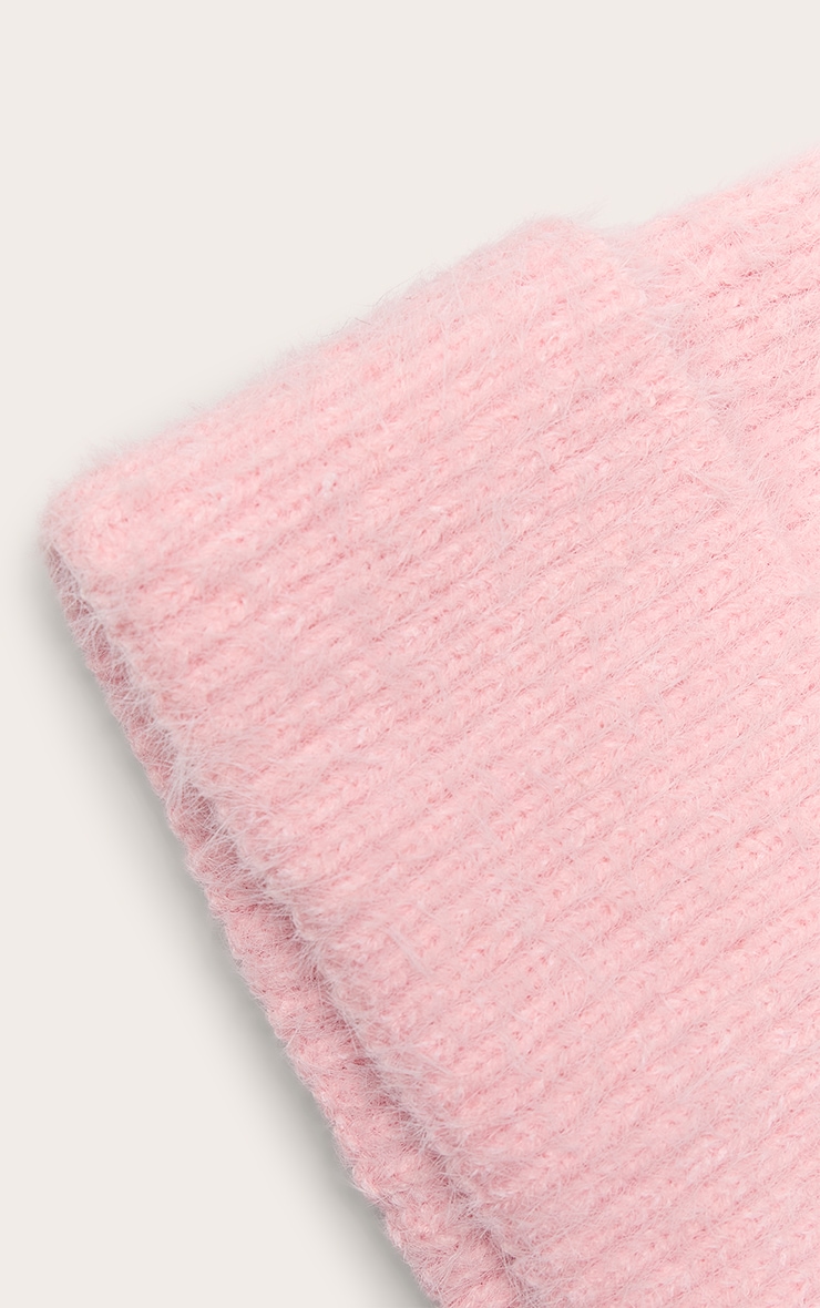 Baby Pink Eyelash Knit Fold Over Beanie image 3