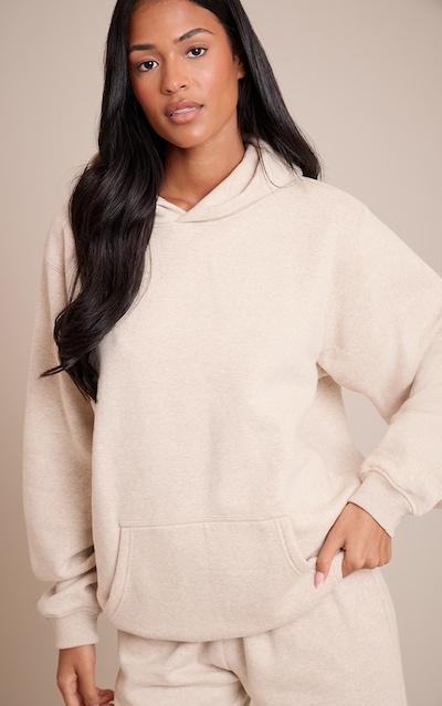 Tall Oatmeal Marl Oversized Pull Over Hoodie