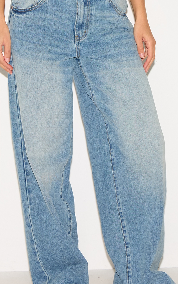Mid Blue Wash Low Rise Wide Leg Jeans image 4