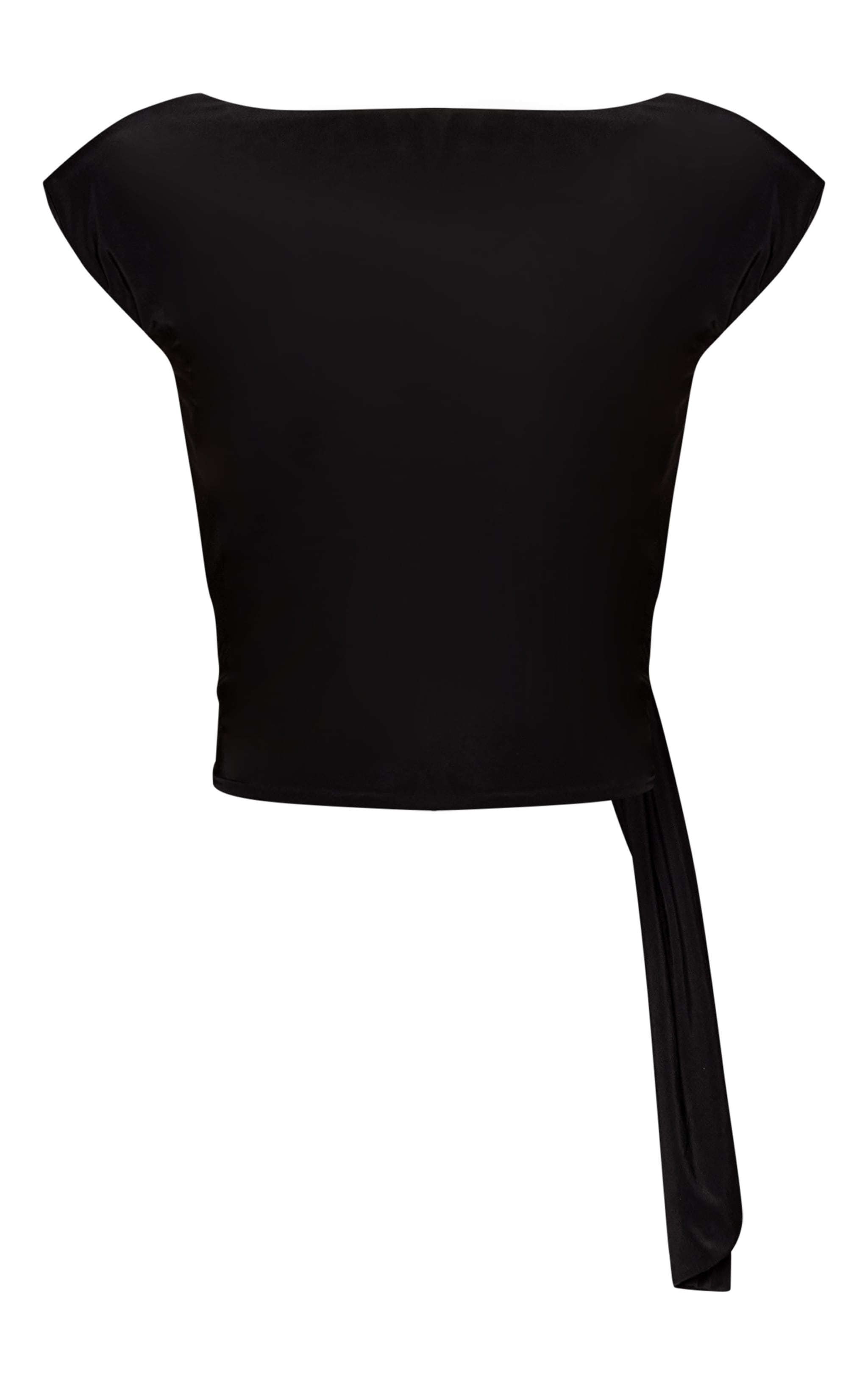 Black Slinky Draped Asymmetric Open Back Sleeveless Top image 5