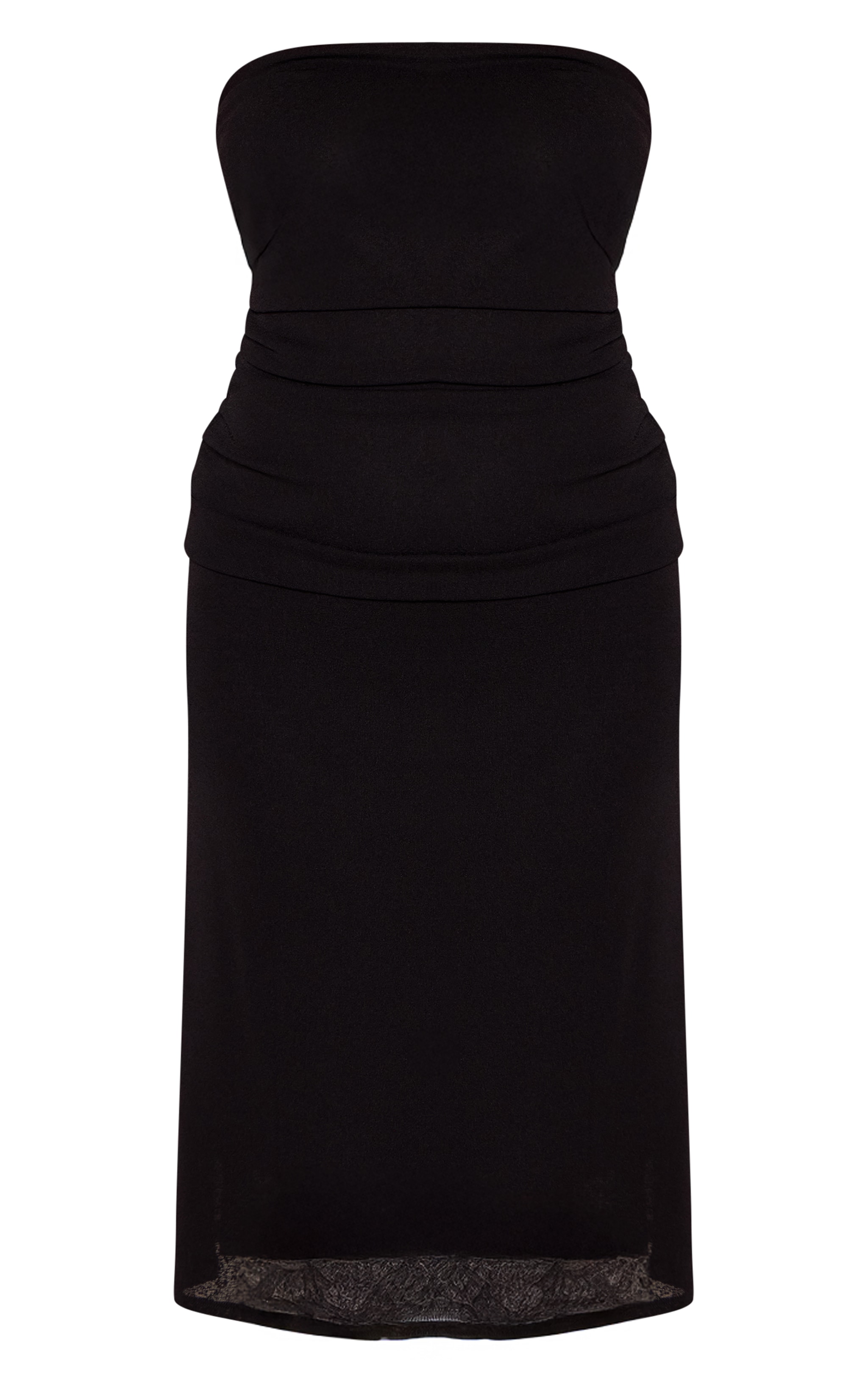 Plus Black Bandeau Onion Skin Ruched Detail Midi Dress image 5