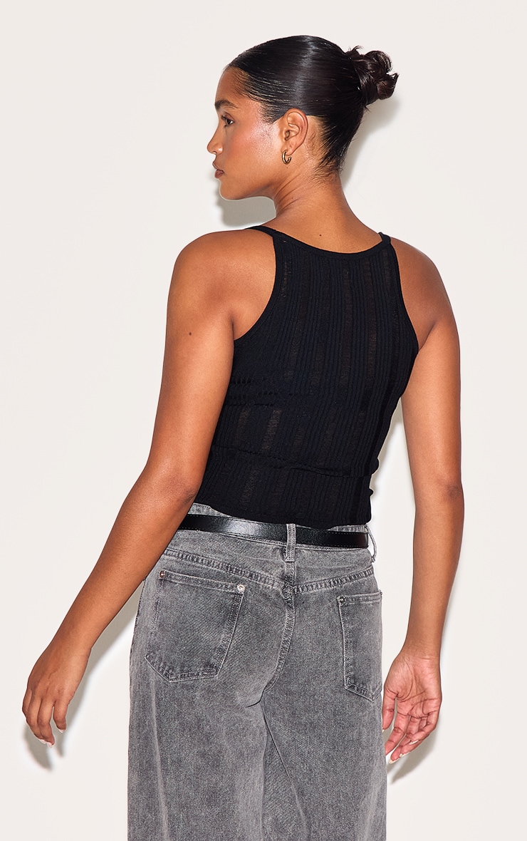 Black Ladder Knit Cami Top image 2