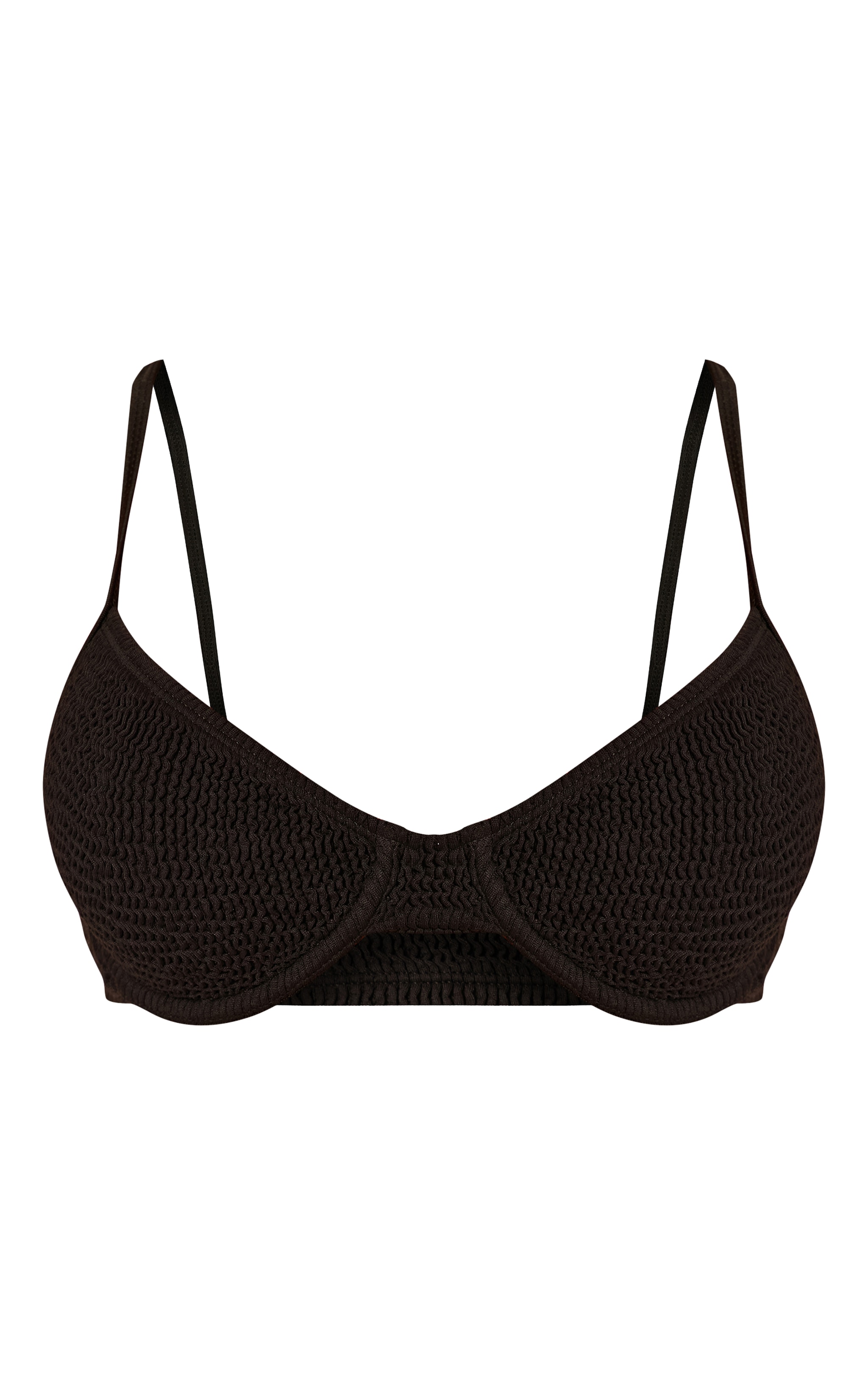 Black Crinkle Underwired Bikini Top image 5