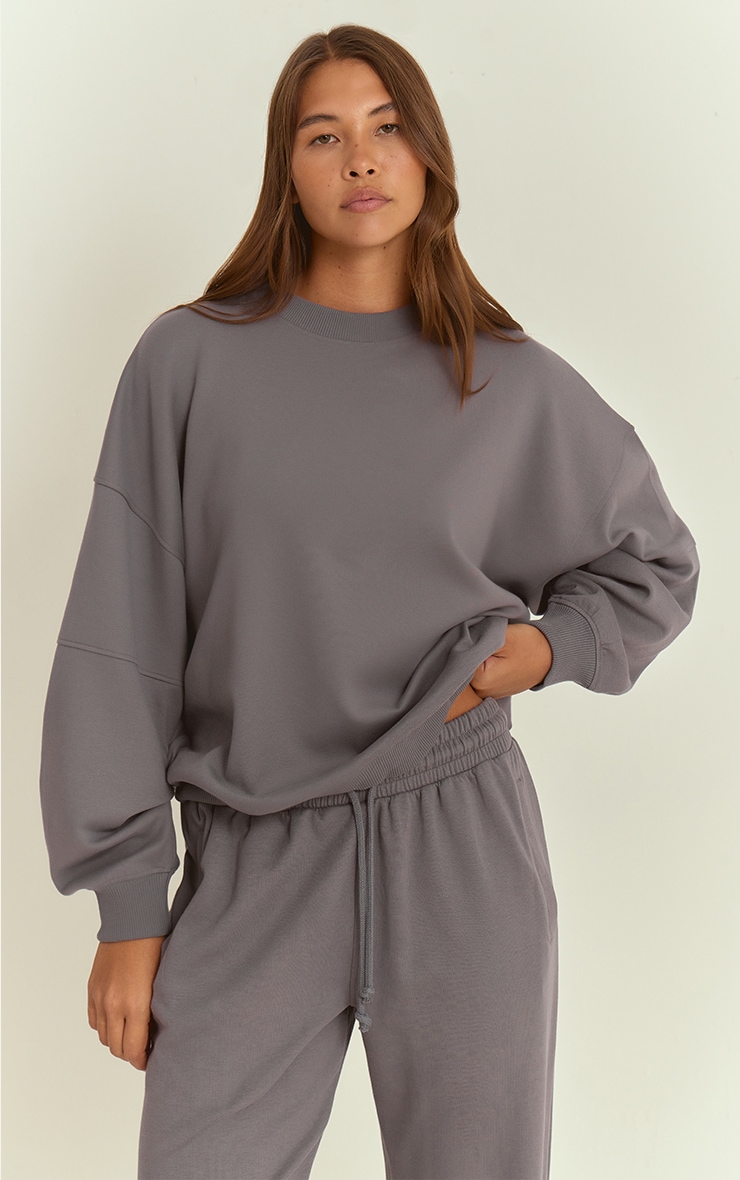 Charcoal Grey Interlock Crew Neck Sweatshirt