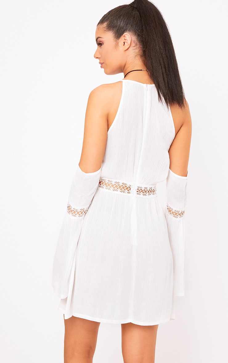 womens white cold shoulder dress