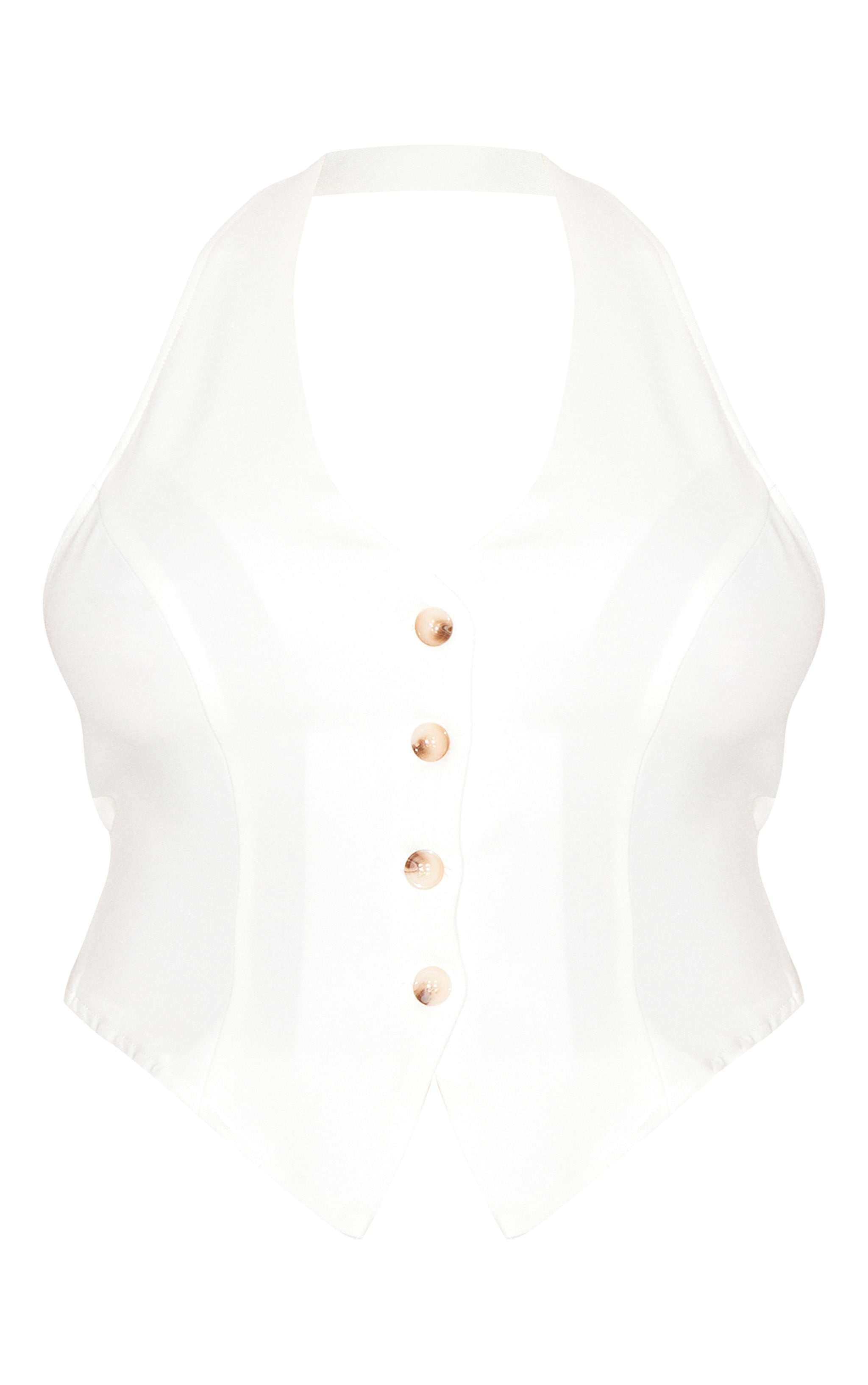 Plus White Tailored Woven Backless Halterneck Vest image 5