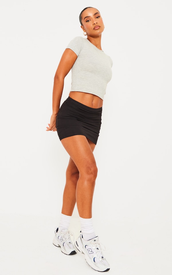  Black Basic Soft Cotton Mini Skirt