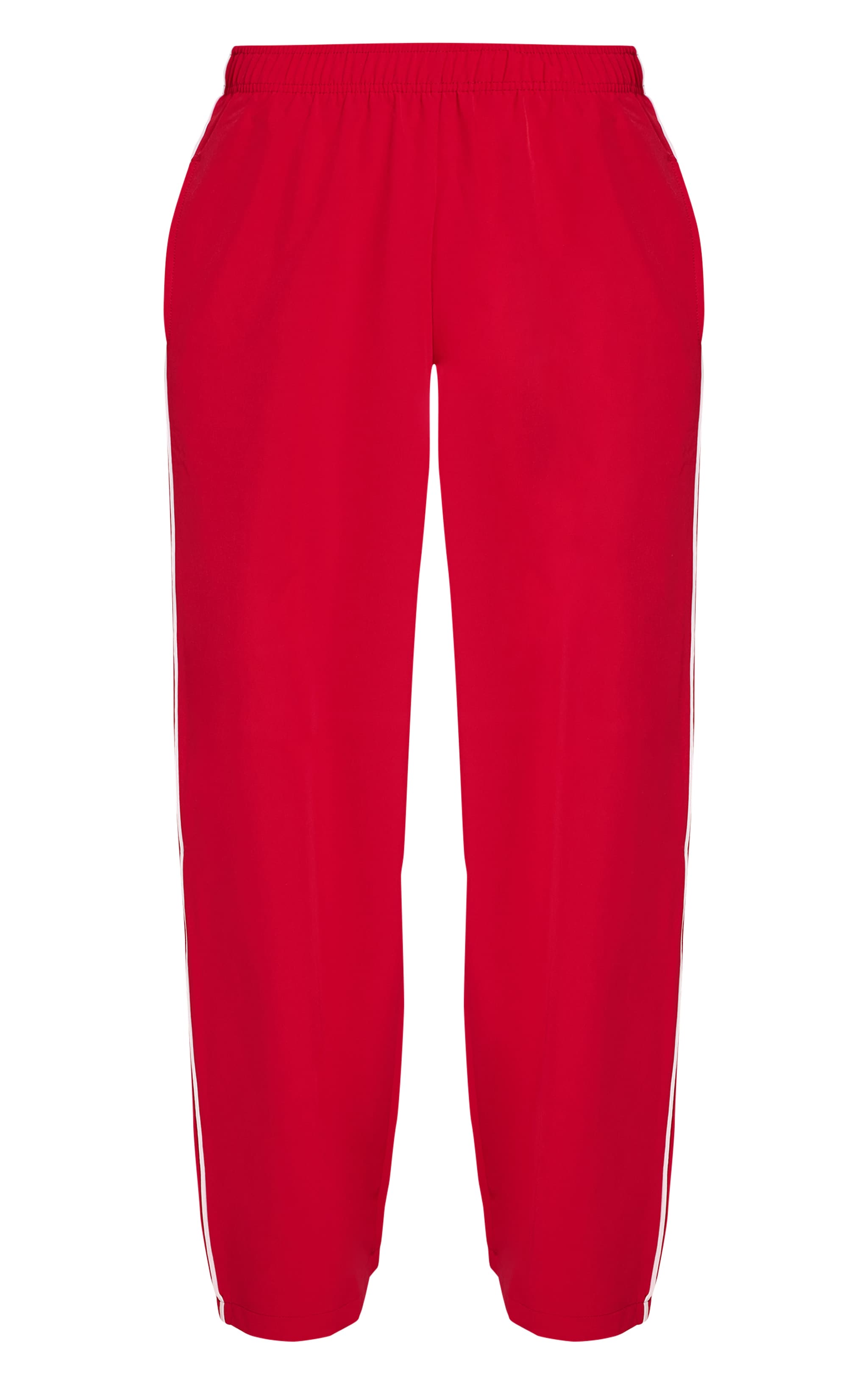 Red Contrast Piping Wide Leg Track Pants image 5