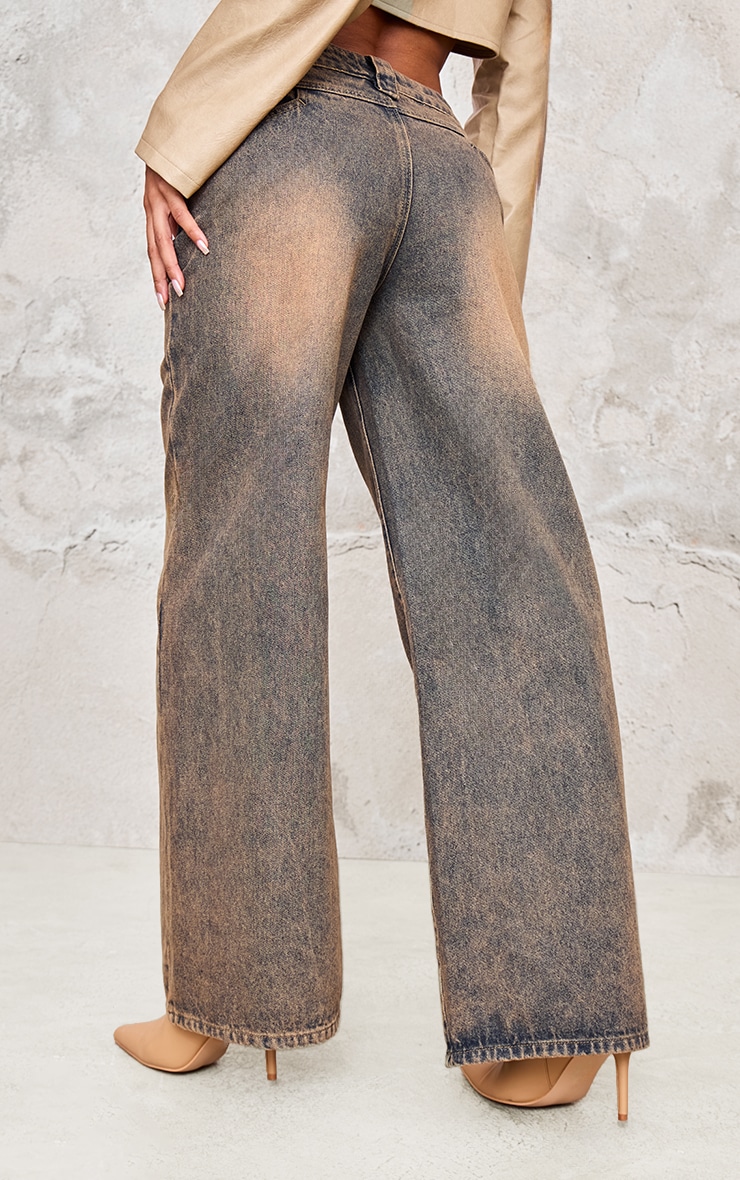 【BAON】Meldit Brown Washing Wide Denim Pants Washed Straight Leg Jeans | RADPRESENT