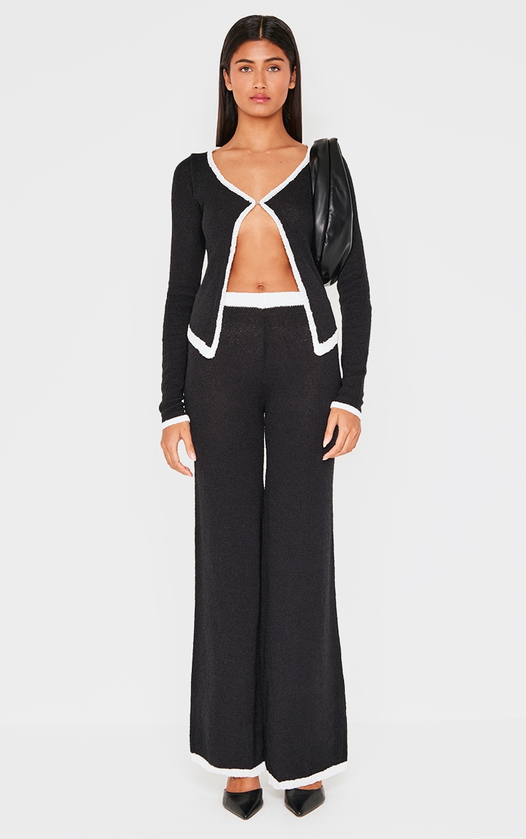 Monochrome Towel Knitted Contrast Detail Trousers