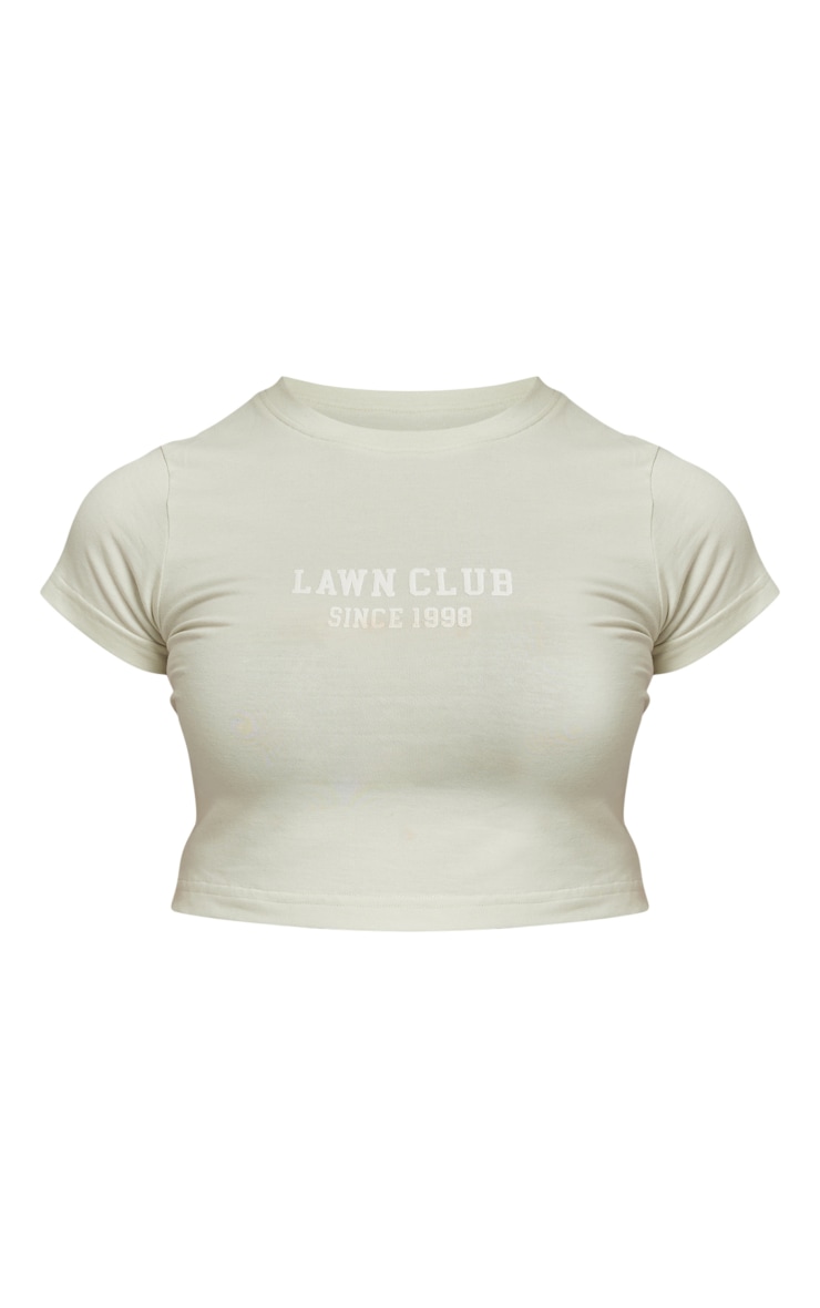 Grey Lawn Club Print Fitted Crop T Shirt image 5