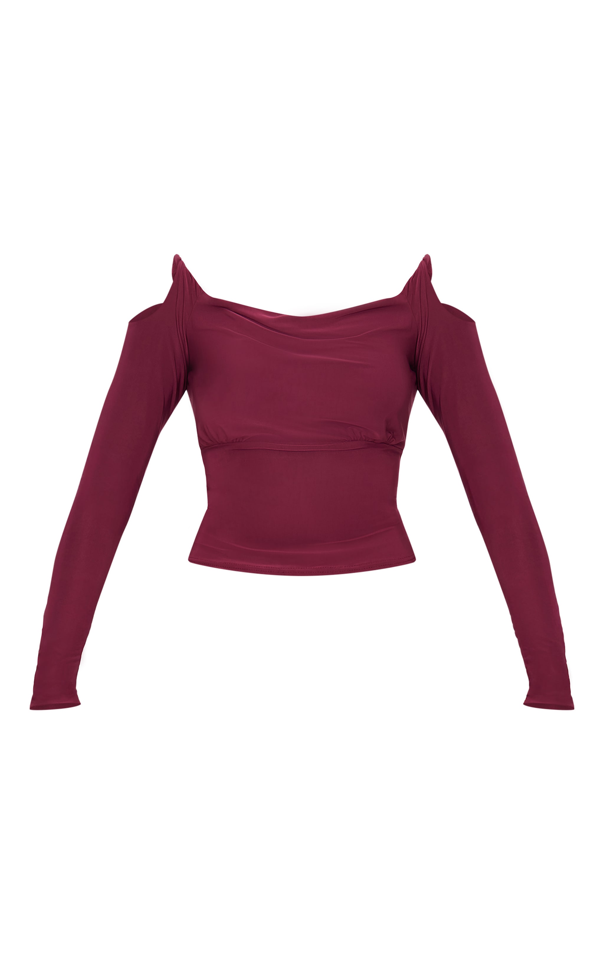 Burgundy Slinky Twist Shoulder Detail Cut Out Top image 5