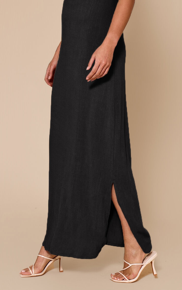 Tall Khaki Textured Boat Neck Low Back Maxi Dress image 4