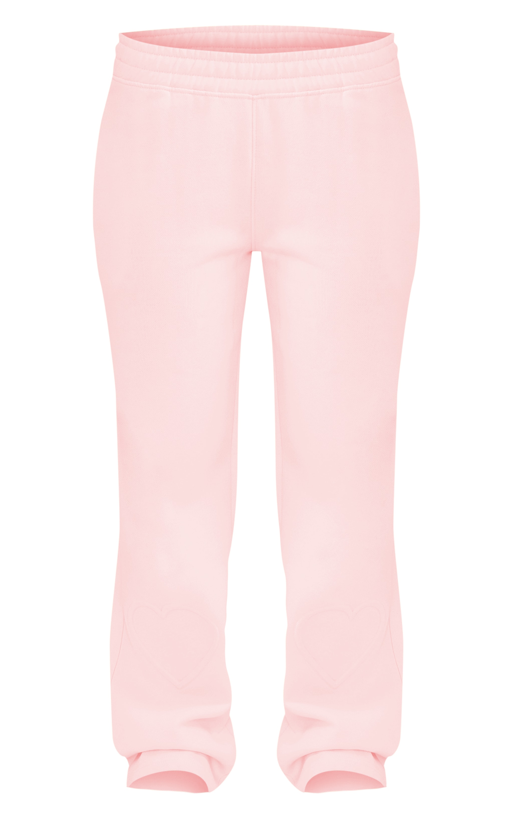 Baby Pink Heart Embossed Wide Leg Track Pants image 5