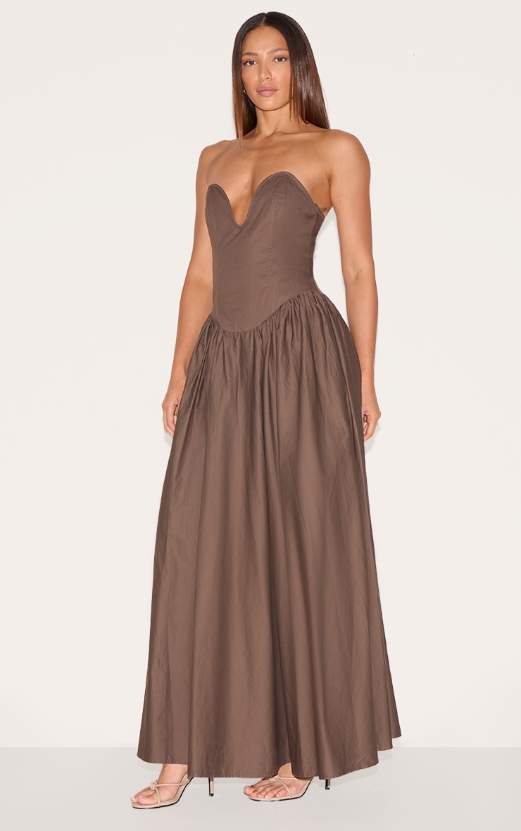 Tall Mushroom Bandeau Floaty Woven Midaxi Dress image 3