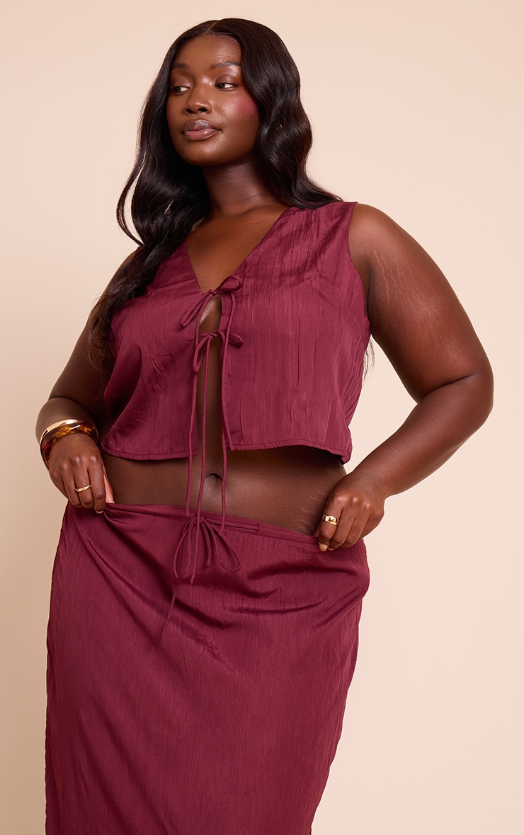 Plus Plum Textured Tie Detail Vest image 1