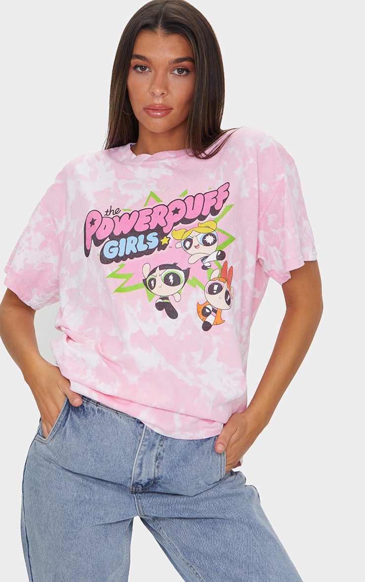 Pink Powerpuff Girls Tie Dye Printed T Shirt