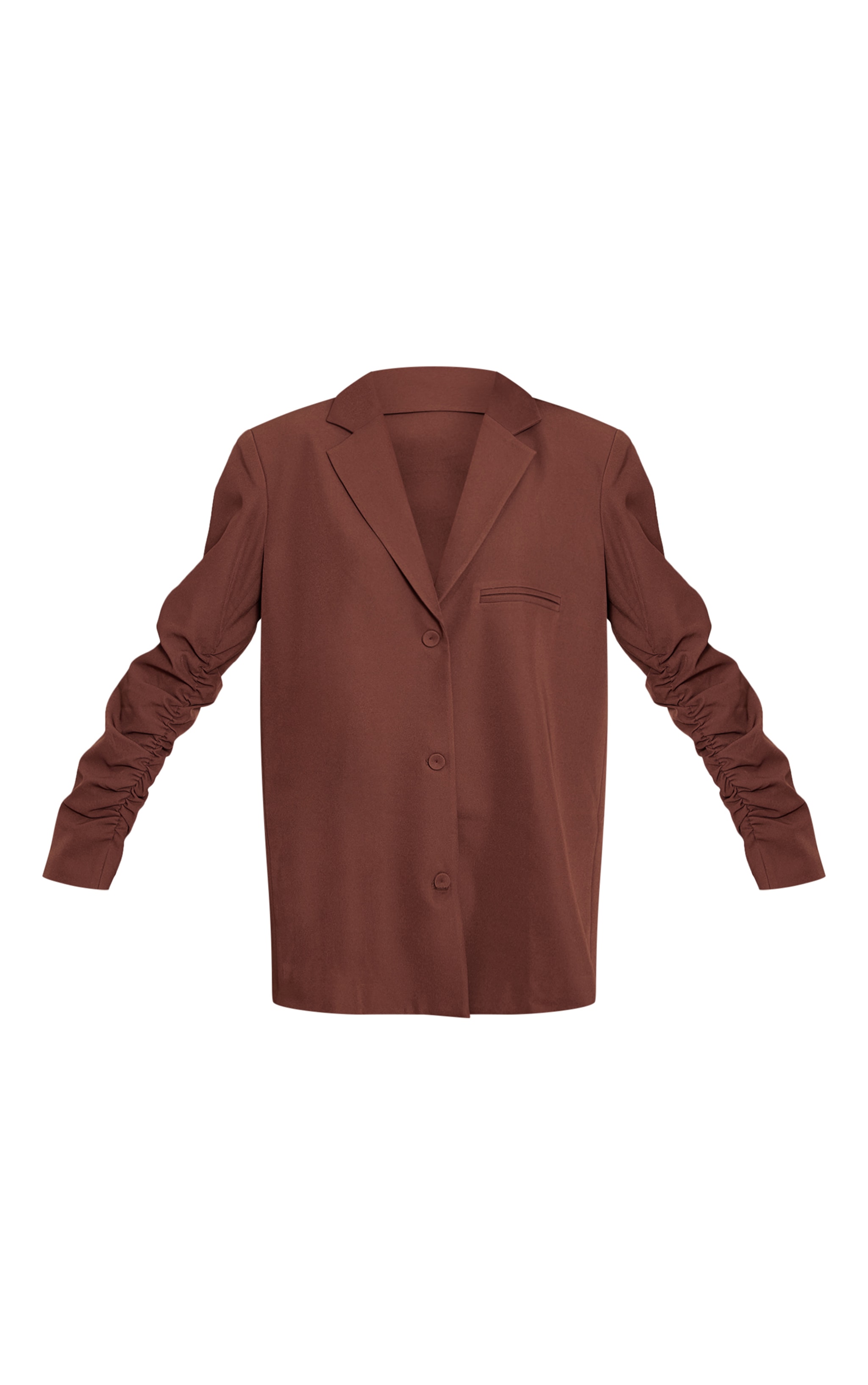 Light Brown Tailored Woven Ruched Sleeve Blazer Dress image 5