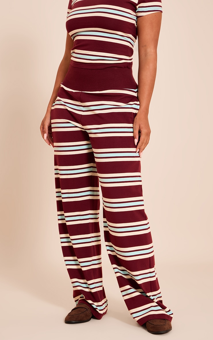 Shape Burgundy Striped Straight Leg Pant image 2