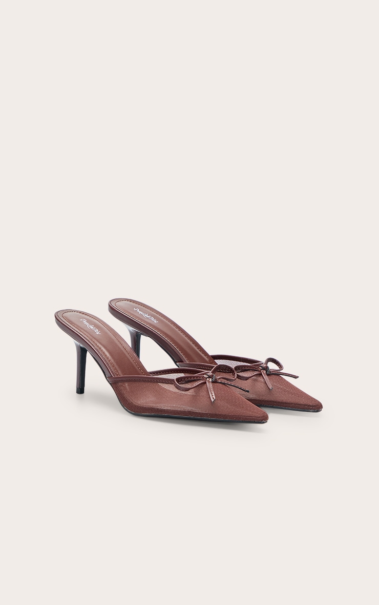 Chocolate Mesh Bow Detail Mule image 2