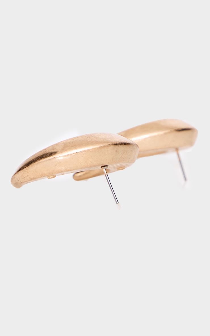 Gold Burnished Crescent Moon Stud Earrings image 3