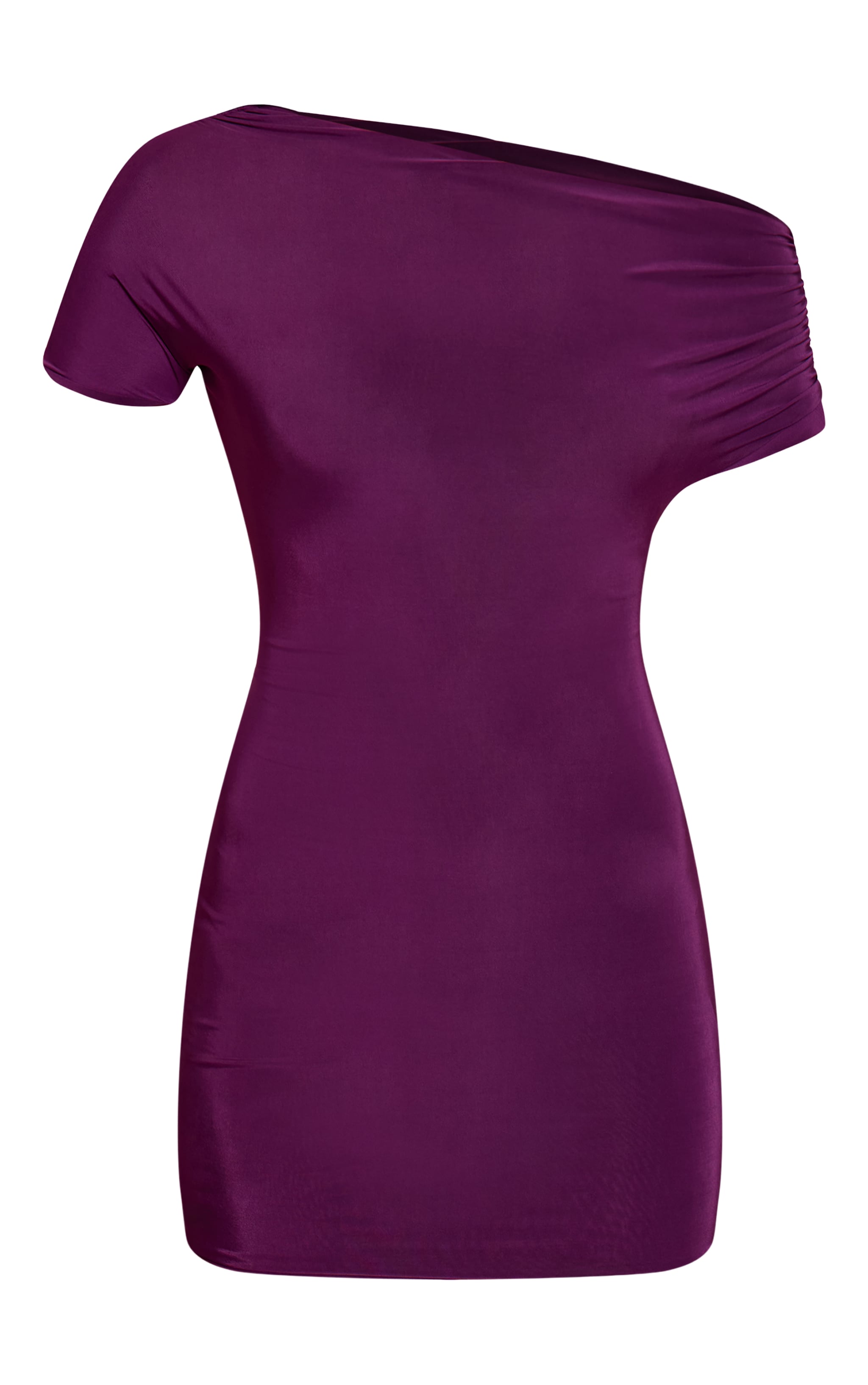 Plum Slinky Off The Shoulder Ruched Mini Dress image 5
